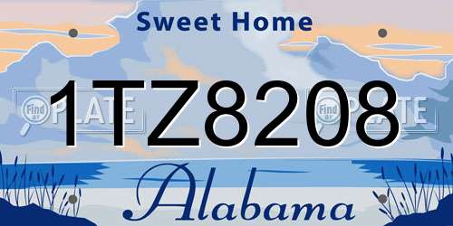 1TZ8208 Alabama License Plate