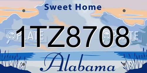 1TZ8708 Alabama License Plate