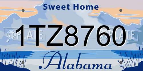 1TZ8760 Alabama License Plate