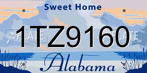 1TZ9160 Alabama License Plate
