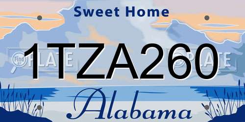 1TZA260 Alabama License Plate