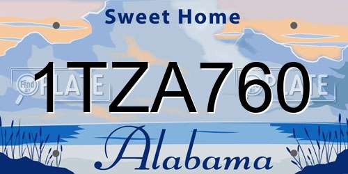 1TZA760 Alabama License Plate