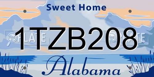 1TZB208 Alabama License Plate