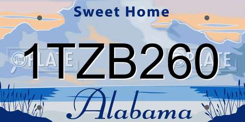 1TZB260 Alabama License Plate