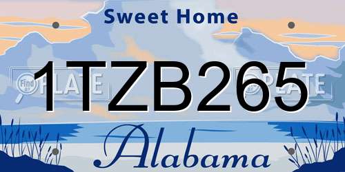 1TZB265 Alabama License Plate
