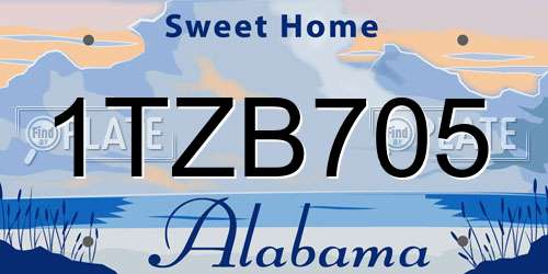 1TZB705 Alabama License Plate