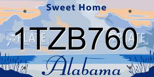 1TZB760 Alabama License Plate