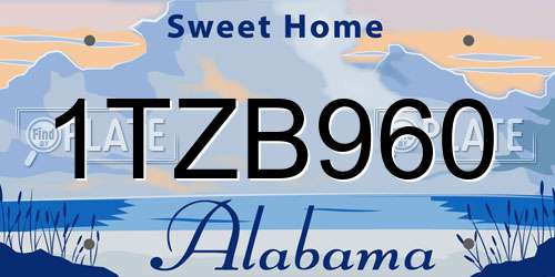 1TZB960 Alabama License Plate