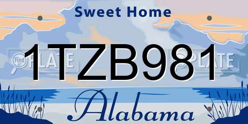 1TZB981 Alabama License Plate
