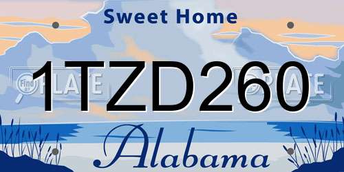 1TZD260 Alabama License Plate