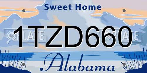 1TZD660 Alabama License Plate