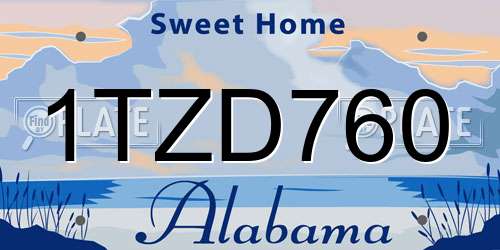 1TZD760 Alabama License Plate