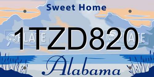 1TZD820 Alabama License Plate