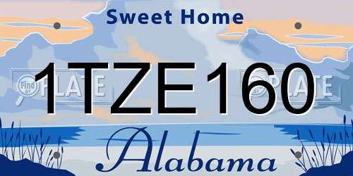1TZE160 Alabama License Plate