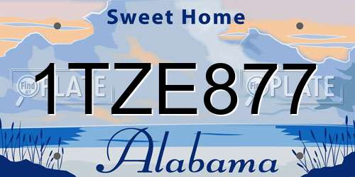 1TZE877 Alabama License Plate