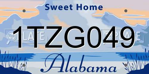1TZG049 Alabama License Plate