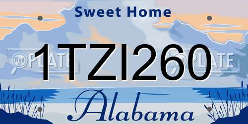 1TZI260 Alabama License Plate