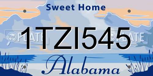 1TZI545 Alabama License Plate