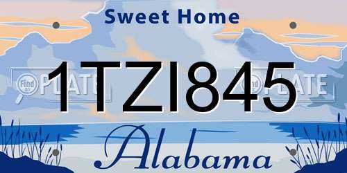 1TZI845 Alabama License Plate