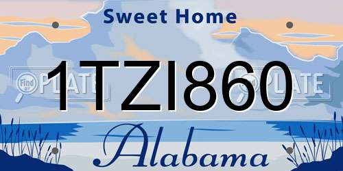 1TZI860 Alabama License Plate
