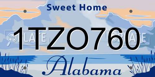 1TZO760 Alabama License Plate