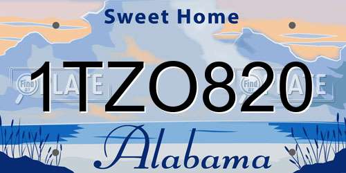 1TZO820 Alabama License Plate