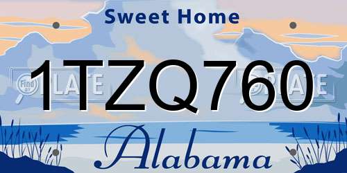 1TZQ760 Alabama License Plate