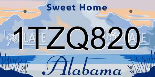 1TZQ820 Alabama License Plate
