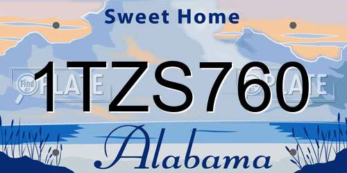 1TZS760 Alabama License Plate