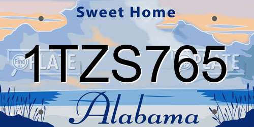 1TZS765 Alabama License Plate