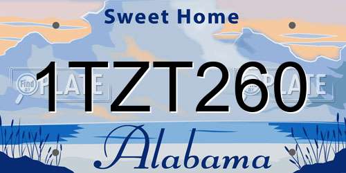 1TZT260 Alabama License Plate