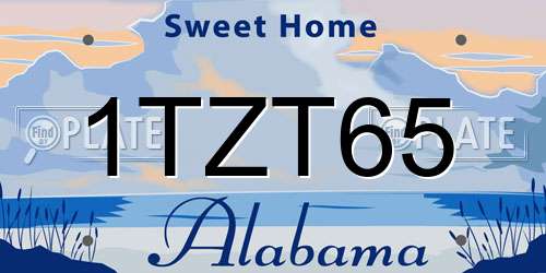 1TZT65 Alabama License Plate