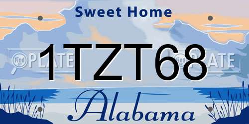 1TZT68 Alabama License Plate