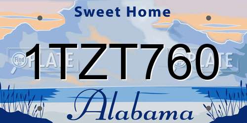 1TZT760 Alabama License Plate