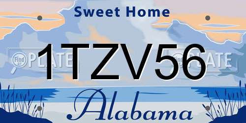 1TZV56 Alabama License Plate