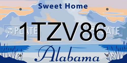 1TZV86 Alabama License Plate