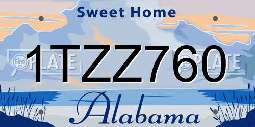 1TZZ760 Alabama License Plate