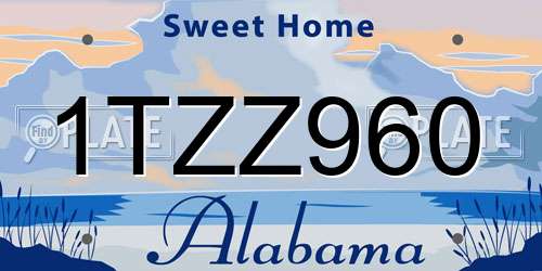 1TZZ960 Alabama License Plate