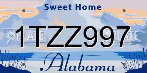 1TZZ997 Alabama License Plate