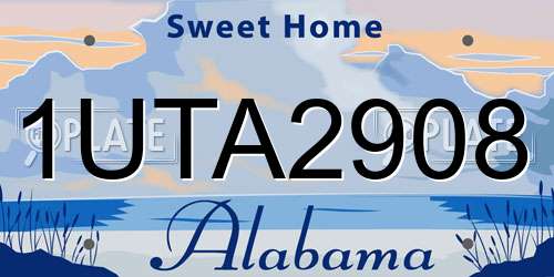 1UTA2908 Alabama License Plate