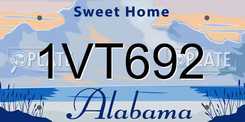 1VT692 Alabama License Plate