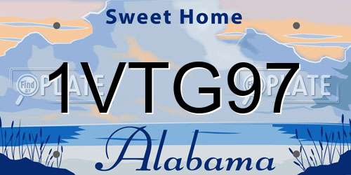 1VTG97 Alabama License Plate