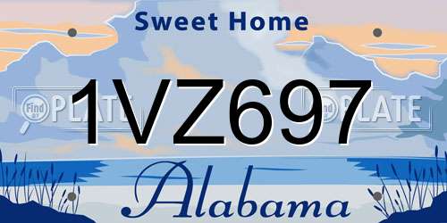 1VZ697 Alabama License Plate