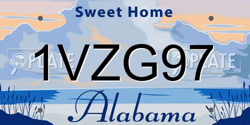 1VZG97 Alabama License Plate