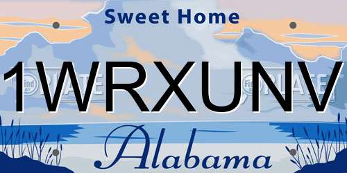 1WRXUNV Alabama License Plate