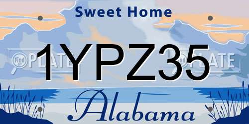 1YPZ35 Alabama License Plate