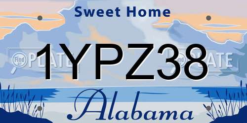 1YPZ38 Alabama License Plate