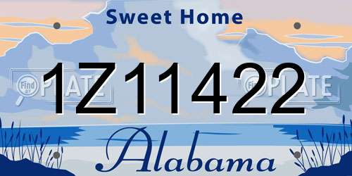 1Z11422 Alabama License Plate