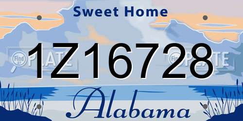 1Z16728 Alabama License Plate