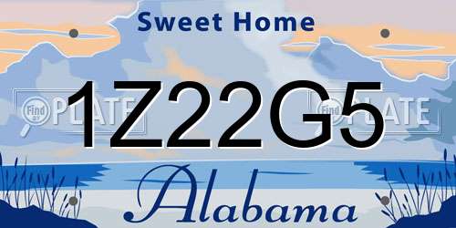 1Z22G5 Alabama License Plate